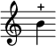  { \override Staff.TimeSignature #'stencil = ##f b'-+ } 
